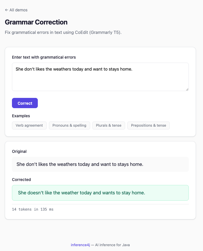 Screenshot from showcase app