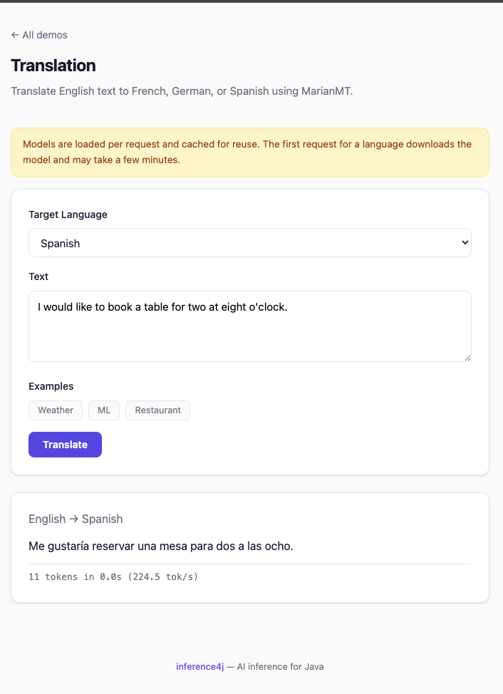 Screenshot from showcase app