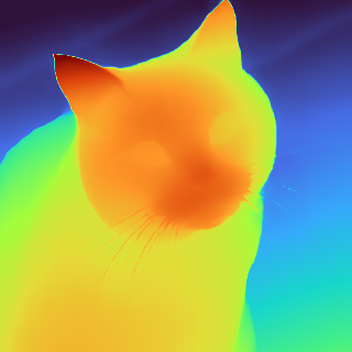 Depth map rendered with the Turbo colormap