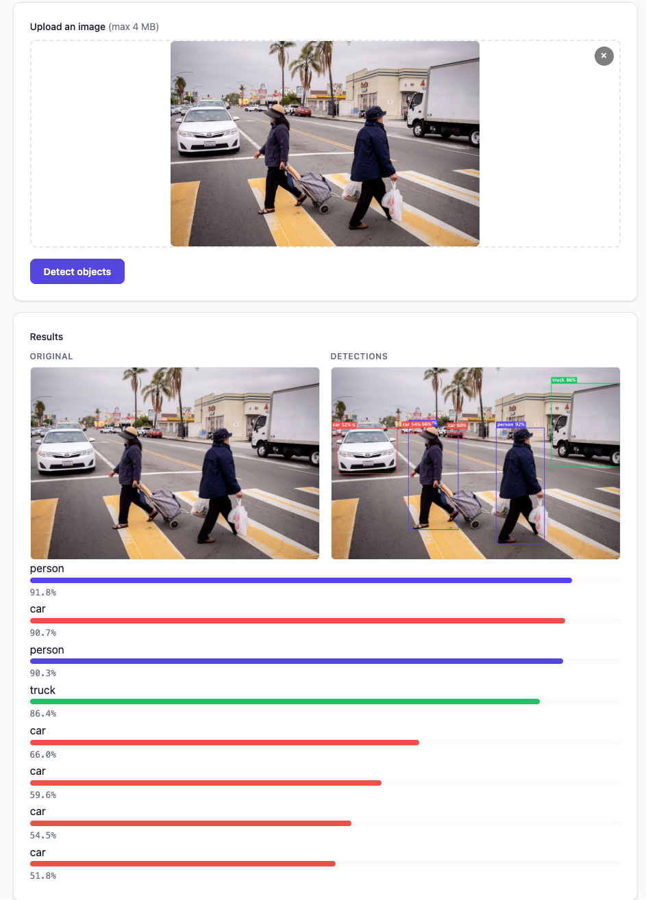 Screenshot from showcase app