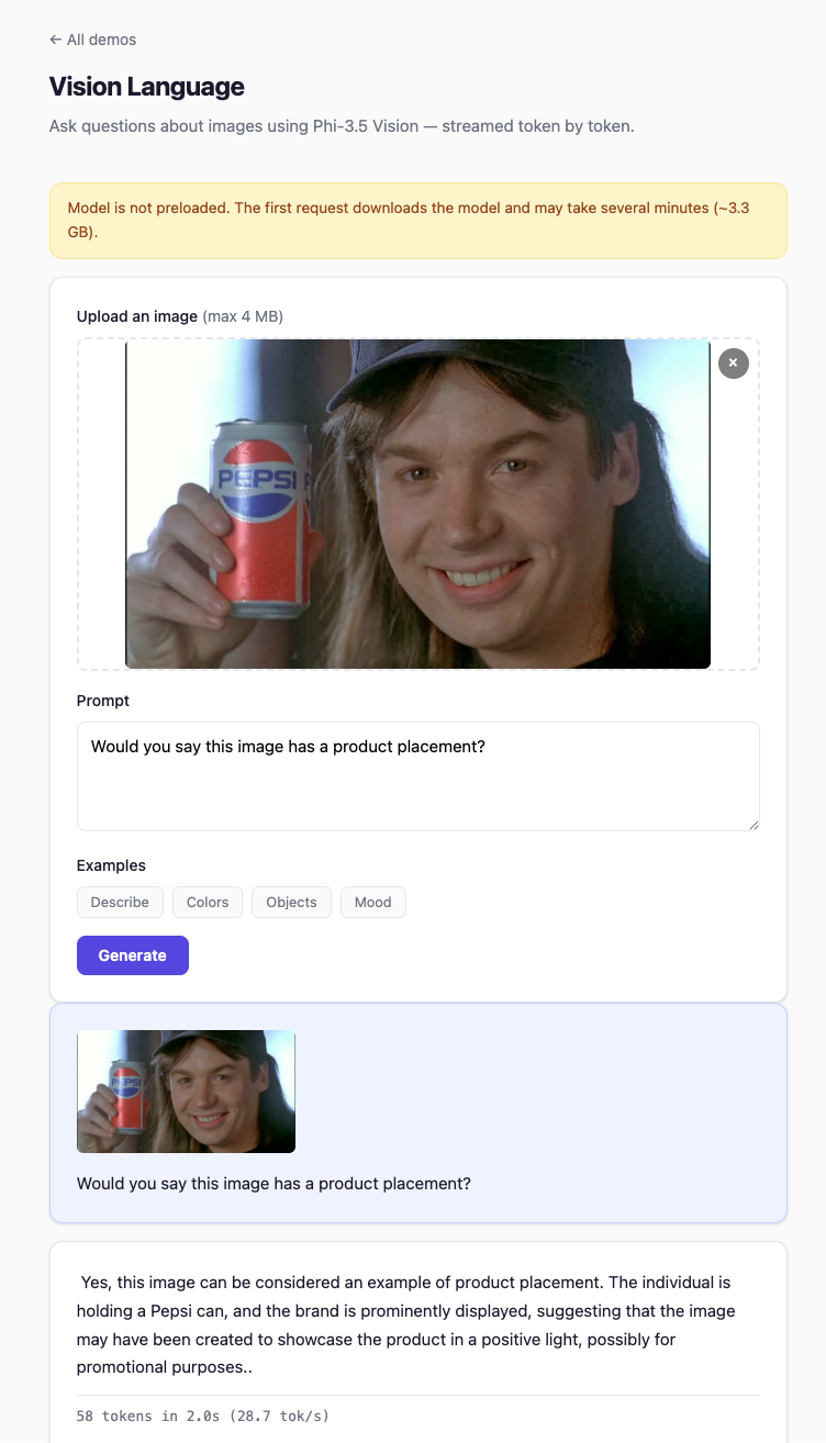 Screenshot from showcase app