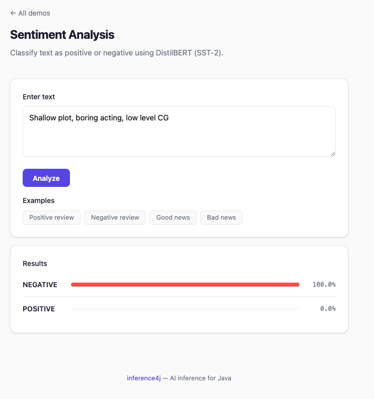 Screenshot from showcase app