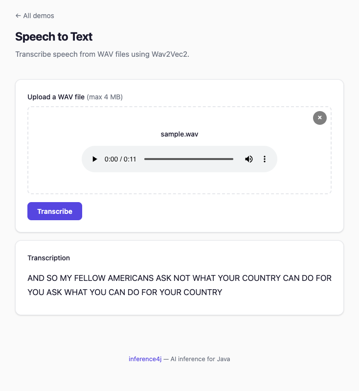 Screenshot from showcase app