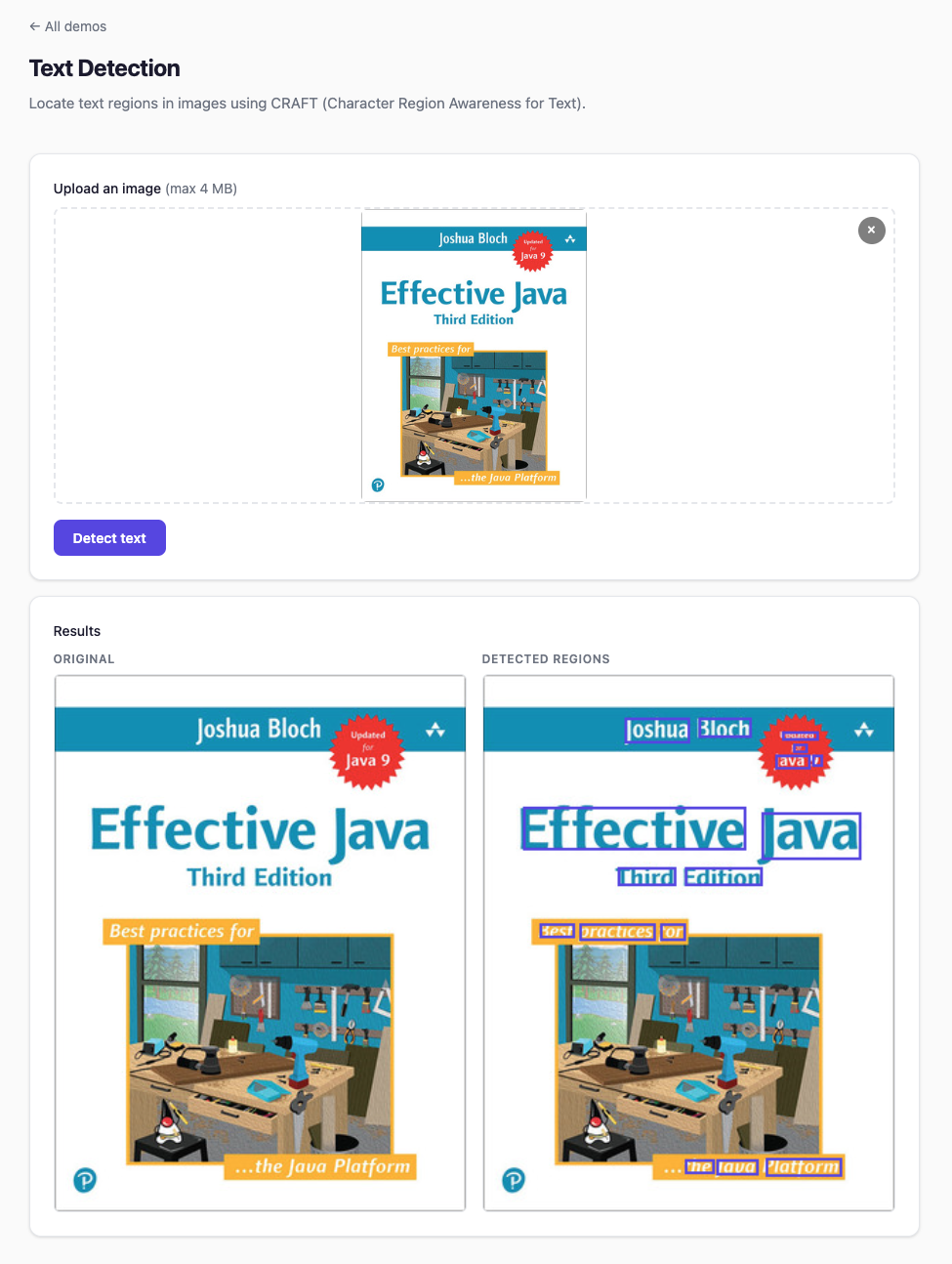 Screenshot from showcase app